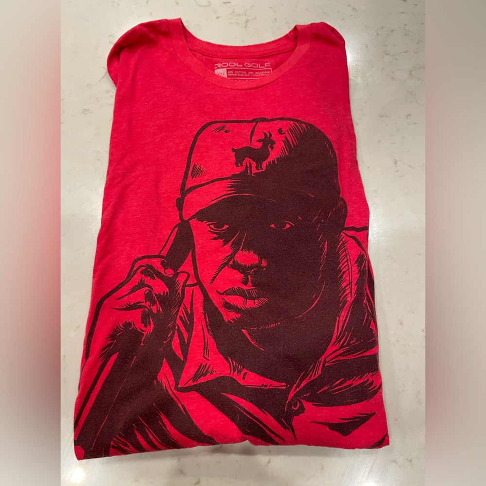 Men’s red Tiger Woods Goat golf tee shirt size xxl rare